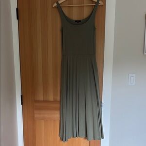 Quince Light Olive Green Long Midi Dress - Tencel Jersey